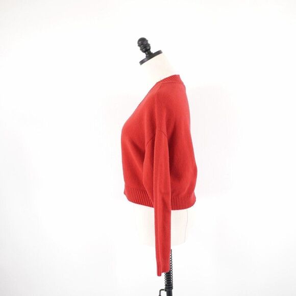 Forever 21 Red V-Neck Button Cropped‎ Medium Cardigan Sweater - Picture 4 of 9